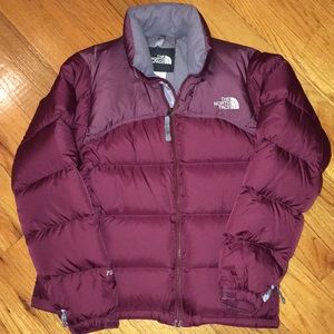North Face Nuptse down puffer, burgundy Small